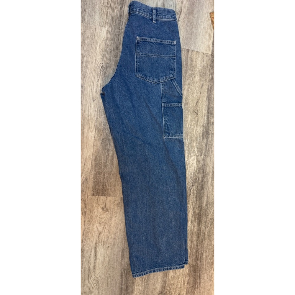 Zara Carpenter Jeans Women's Blue Denim Utility Pocket Relaxed Fit Size 30 - Picture 8 of 9